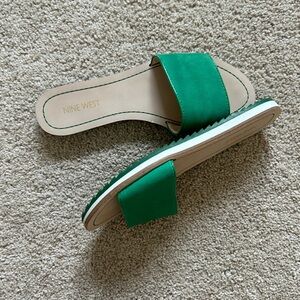 Nine West Green Slide Sandals